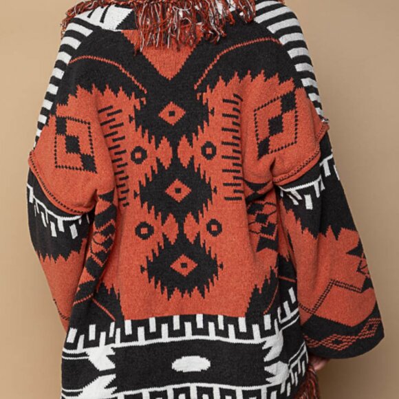 #123 POL PATCHWORK AZTEC CARDIGAN - Picture 3 of 4